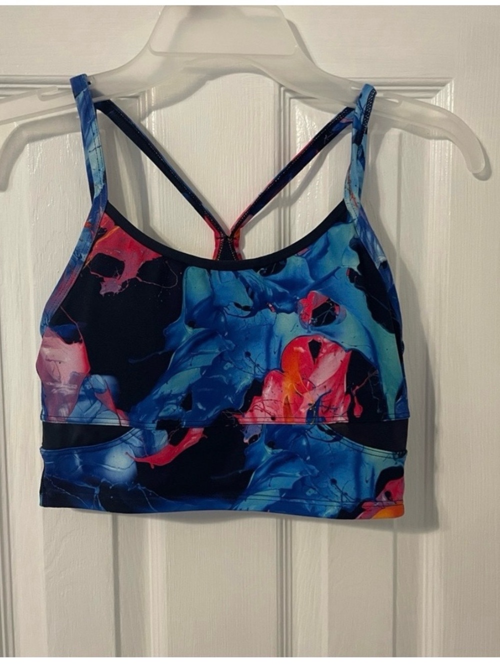 Colorful Marble Print Athleta Sports Bra